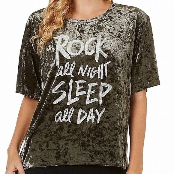 Eyeshadow Tops - 2/$25 Eyeshadow Buckle Green Juniors Rock All Day Velvet Grunge Festival Top XL